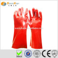 Sunnyhope red PVC coated security gloves,fishing gloves,waterproof car wash gloves